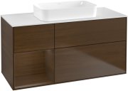 Тумба під раковину Villeroy & Boch Finion 120х50,1 см із підсвічуванням МДФ шпон волоського горіха/скло біле матове F701GNGN