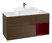 Тумба под раковину Villeroy & Boch Finion 120х50,1 см с подсветкой МДФ шпон грецкого ореха/стекло белое матовое G421HBGN