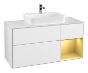 Тумба под раковину Villeroy & Boch Finion 120х50,1 см с подсветкой МДФ глянцевый белый лак/стекло белое матовое G421HFGF