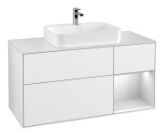 Тумба под раковину Villeroy & Boch Finion 120х50,1 см с подсветкой МДФ глянцевый белый лак/стекло белое матовое G421MTGF