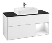 Тумба под раковину Villeroy & Boch Finion 120х50,1 см с подсветкой МДФ глянцевый белый лак/стекло черное матовое G422GFGF