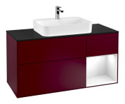 Тумба под раковину Villeroy & Boch Finion 120х50,1 см с подсветкой МДФ пион матовый лак/стекло черное матовое G422GFHB