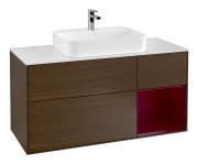 Тумба під раковину Villeroy & Boch Finion 120х50,1 см із підсвічуванням МДФ шпон волоського горіха/скло біле матове G421HBGN