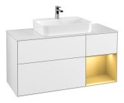 Тумба під раковину Villeroy & Boch Finion 120х50,1 см із підсвічуванням МДФ білий глянцевий лак/скло біле матове G421HFGF