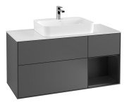 Тумба під раковину Villeroy & Boch Finion 120х50,1 см із підсвічуванням МДФ антрацит матовий лак/скло біле матове G421PDGK