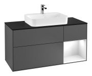 Тумба под раковину Villeroy & Boch Finion 120х50,1 см с подсветкой МДФ антрацит матовый лак/стекло черное матовое G422GFGK