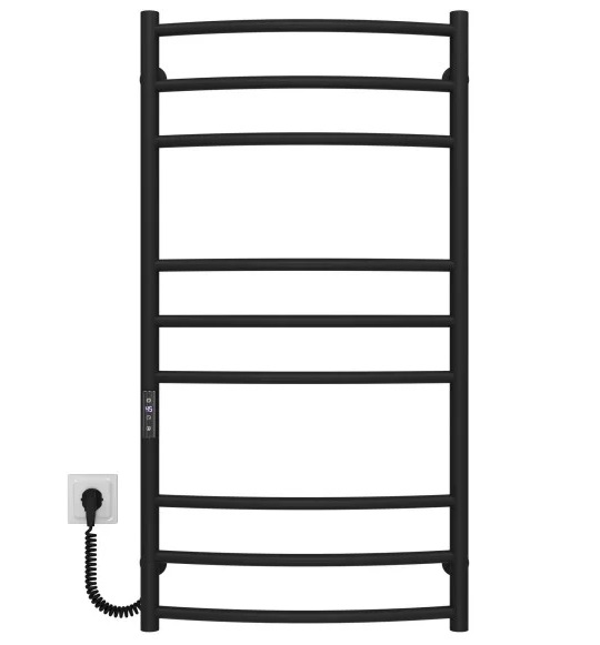 Электрический полотенцесушитель Deffi Классик Элит П9 600х1000 левое подключение JD03 черный C.KE.100.60.9.E.B.L.1