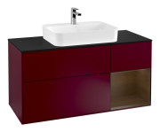 Тумба под раковину Villeroy & Boch Finion 120х50,1 см с подсветкой МДФ пион матовый лак/стекло черное матовое G422GNHB