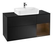 Тумба под раковину Villeroy & Boch Finion 120х50,1 см с подсветкой МДФ черный матовый лак/стекло черное матовое G422GNPD