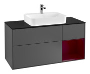 Тумба под раковину Villeroy & Boch Finion 120х50,1 см с подсветкой МДФ антрацит матовый лак/стекло черное матовое G422HBGK