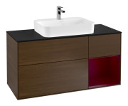 Тумба под раковину Villeroy & Boch Finion 120х50,1 см с подсветкой МДФ шпон грецкого ореха/стекло черное матовое G422HBGN