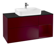 Тумба под раковину Villeroy & Boch Finion 120х50,1 см с подсветкой МДФ пион матовый лак/стекло черное матовое G422HBHB