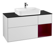 Тумба под раковину Villeroy & Boch Finion 120х50,1 см с подсветкой МДФ белый матовый лак/стекло черное матовое G422HBMT