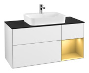 Тумба под раковину Villeroy & Boch Finion 120х50,1 см с подсветкой МДФ глянцевый белый лак/стекло черное матовое G422HFGF