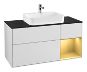 Тумба под раковину Villeroy & Boch Finion 120х50,1 см с подсветкой МДФ белый матовый лак/стекло черное матовое G422HFMT