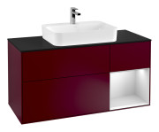 Тумба под раковину Villeroy & Boch Finion 120х50,1 см с подсветкой МДФ пион матовый лак/стекло черное матовое G422MTHB