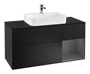 Тумба под раковину Villeroy & Boch Finion 120х50,1 см с подсветкой МДФ черный матовый лак/стекло черное матовое G422GKPD