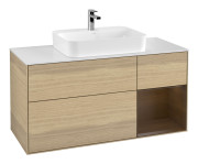 Тумба под раковину Villeroy & Boch Finion 120х50,1 см с подсветкой МДФ шпон дуба/стекло белое матовое G421GNPC