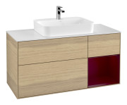 Тумба под раковину Villeroy & Boch Finion 120х50,1 см с подсветкой МДФ шпон дуба/стекло белое матовое G421HBPC