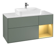 Тумба под раковину Villeroy & Boch Finion 120х50,1 см с подсветкой МДФ оливковый матовый лак/стекло белое матовое G421HFGM