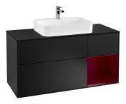 Тумба під раковину Villeroy & Boch Finion 120х50,1 см із підсвічуванням МДФ чорний матовий лак/скло чорне матове G422HBPD