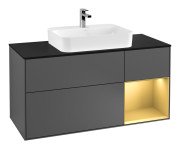 Тумба под раковину Villeroy & Boch Finion 120х50,1 см с подсветкой МДФ антрацит матовый лак/стекло черное матовое G422HFGK