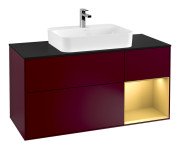 Тумба под раковину Villeroy & Boch Finion 120х50,1 см с подсветкой МДФ пион матовый лак/стекло черное матовое G422HFHB