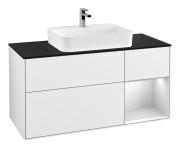 Тумба під раковину Villeroy & Boch Finion 120х50,1 см із підсвічуванням МДФ білий глянцевий лак/скло чорне матове G422MTGF