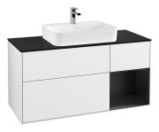 Тумба під раковину Villeroy & Boch Finion 120х50,1 см із підсвічуванням МДФ білий глянцевий лак/скло чорне матове G422PDGF