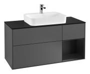 Тумба под раковину Villeroy & Boch Finion 120х50,1 см с подсветкой МДФ антрацит матовый лак/стекло черное матовое G422PDGK