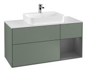 	Тумба под раковину Villeroy & Boch Finion 120х50,1 см с подсветкой МДФ оливковый матовый лак/стекло белое матовое G421GKGM