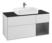 Тумба під раковину Villeroy & Boch Finion 120х50,1 см с подсветкой МДФ білий матовий лак/скло чорне матове G422GKMT