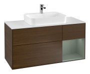 Тумба под раковину Villeroy & Boch Finion 120х50,1 см с подсветкой МДФ шпон грецкого ореха/стекло белое матовое G421GMGN