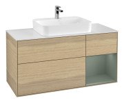 Тумба под раковину Villeroy & Boch Finion 120х50,1 см с подсветкой МДФ шпон дуба/стекло белое матовое G421GMPC