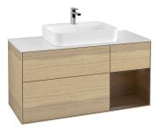 Тумба під раковину Villeroy & Boch Finion 120х50,1 см із підсвічуванням МДФ шпон дуба/скло біле матове G421GNPC