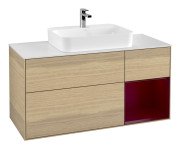 Тумба под раковину Villeroy & Boch Finion 120х50,1 см с подсветкой МДФ шпон дуба/стекло белое матовое G421HBPC