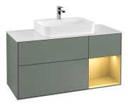 Тумба под раковину Villeroy & Boch Finion 120х50,1 см с подсветкой МДФ оливковый матовый лак/стекло белое матовое G421HFGM