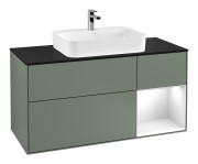 Тумба под раковину Villeroy & Boch Finion 120х50,1 см с подсветкой МДФ оливковый матовый лак/стекло черное матовое G422GFGM