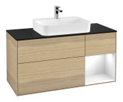 Тумба под раковину Villeroy & Boch Finion 120х50,1 см с подсветкой МДФ шпон дуба/стекло черное матовое G422GFPC