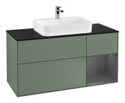 Тумба под раковину Villeroy & Boch Finion 120х50,1 см с подсветкой МДФ оливковый матовый лак/стекло черное матовое G422GKGM