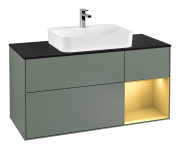 Тумба под раковину Villeroy & Boch Finion 120х50,1 см с подсветкой МДФ оливковый матовый лак/стекло черное матовое G422HFGM