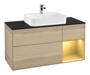 Тумба под раковину Villeroy & Boch Finion 120х50,1 см с подсветкой МДФ шпон дуба/стекло черное матовое G422HFPC