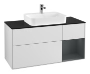 Тумба під раковину Villeroy & Boch Finion 120х50,1 см із підсвічуванням МДФ білий матовий лак/скло чорне матове G422HGMT