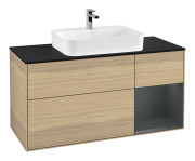 Тумба под раковину Villeroy & Boch Finion 120х50,1 см с подсветкой МДФ шпон дуба/стекло черное матовое G422HGPC