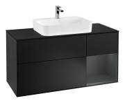 Тумба под раковину Villeroy & Boch Finion 120х50,1 см с подсветкой МДФ черный матовый лак/стекло черное матовое G422HGPD