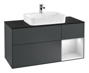 Тумба под раковину Villeroy & Boch Finion 120х50,1 см с подсветкой МДФ темно-синий матовый лак/стекло черное матовое G422MTHG