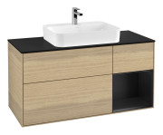 Тумба под раковину Villeroy & Boch Finion 120х50,1 см с подсветкой МДФ шпон дуба/стекло черное матовое G422PDPC