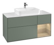 Тумба під раковину Villeroy & Boch Finion 120х50,1 см із підсвічуванням МДФ оливковий матовий лак/скло біле матове G421PCGM