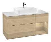 Тумба під раковину Villeroy & Boch Finion 120х50,1 см із підсвічуванням МДФ шпон дуба/скло біле матове G421PCPC