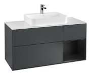 Тумба під раковину Villeroy & Boch Finion 120х50,1 см із підсвічуванням МДФ темно-синій матовий лак/скло біле матове G421PDHG